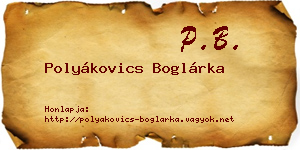 Polyákovics Boglárka névjegykártya